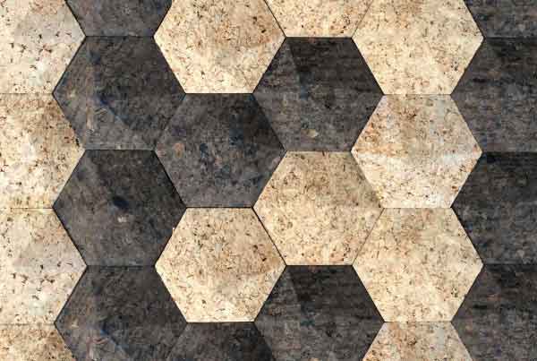 wandpaneele-kork-hexagon-attack-nautur-braun